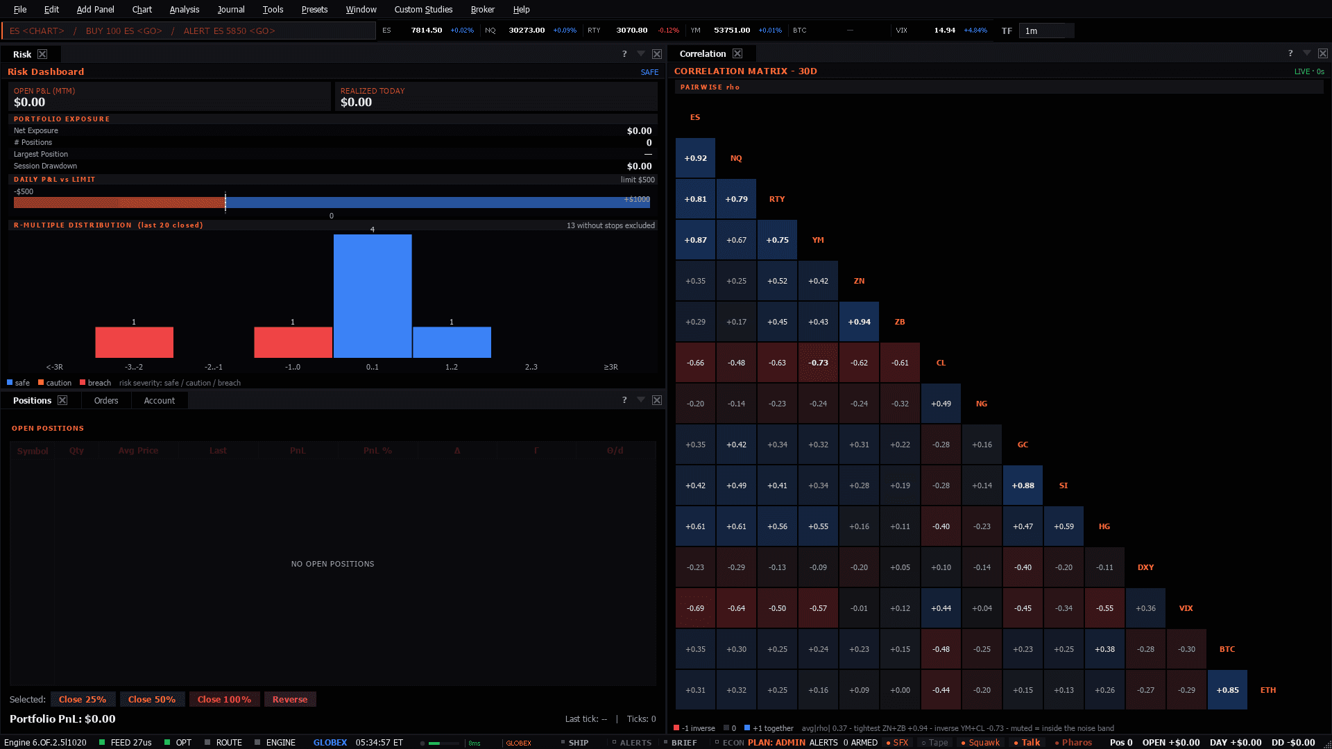 The Portfolio workspace as the terminal lays it out